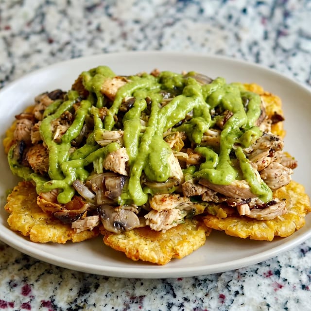 Chicken Bomb Tostones.
